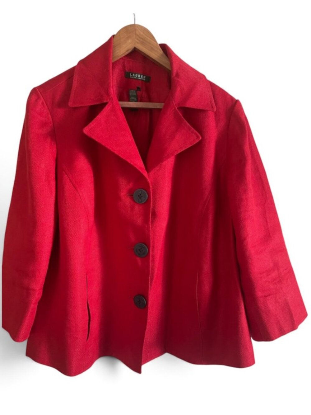 Lauren Ralph Lauren Red Textured Blazer Jacket Plus Size 16